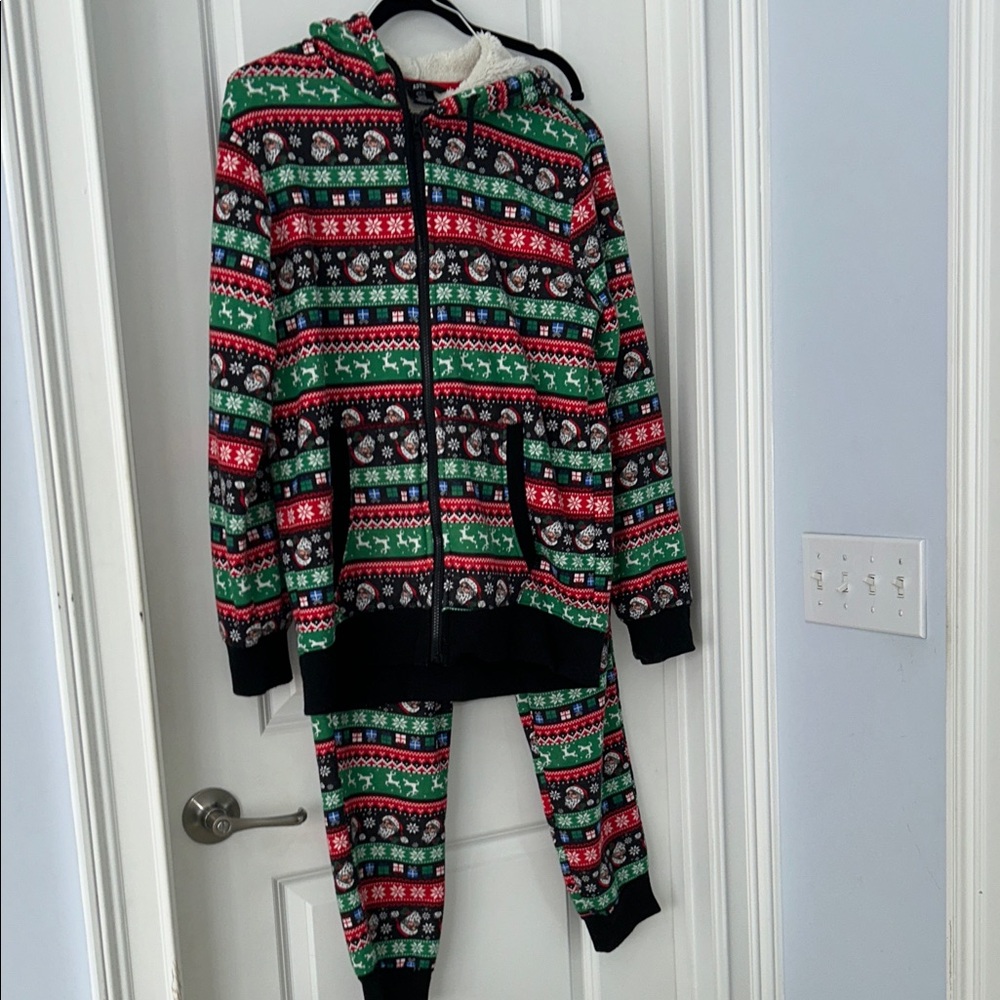 Festive Holiday Pajama Set - Red, Green, Black